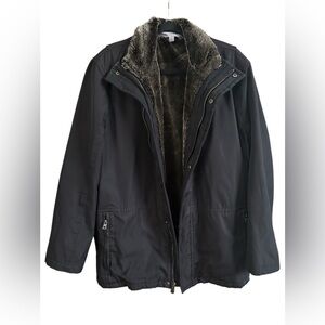 Marc New York Andrew Marc Black 3-in-1 Jacket Faux Fur Lined Utility Coat Large